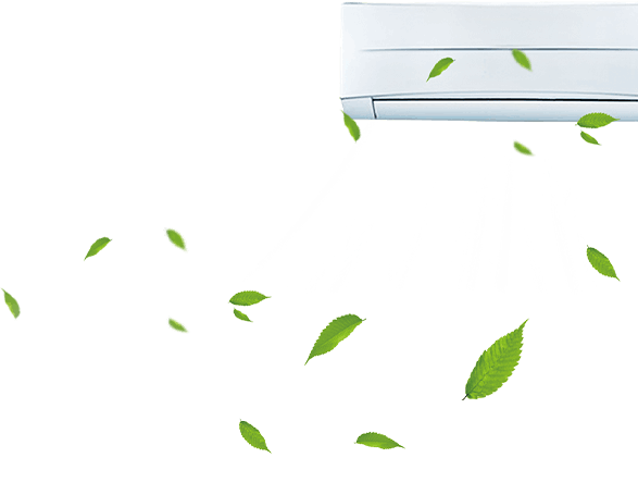 Climatiseur avec feuilles vertes